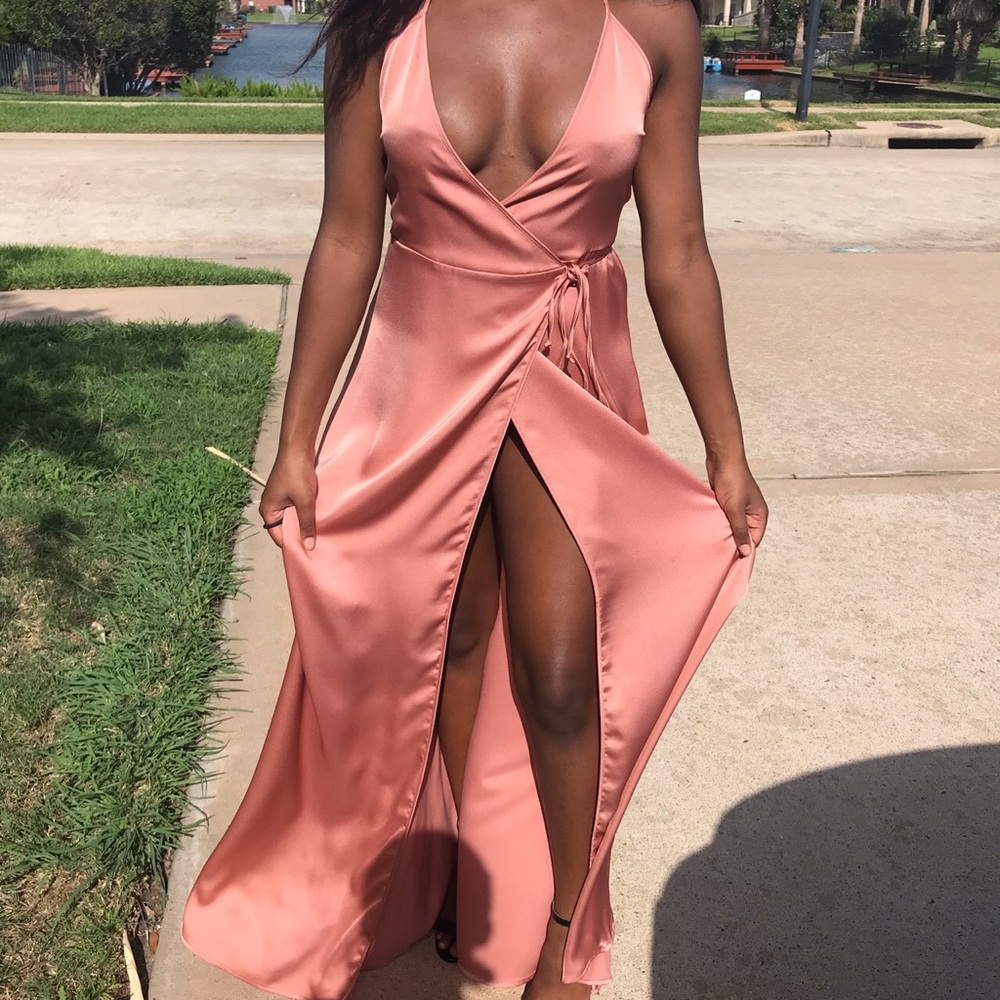 Prom silk pink maxi dress!
